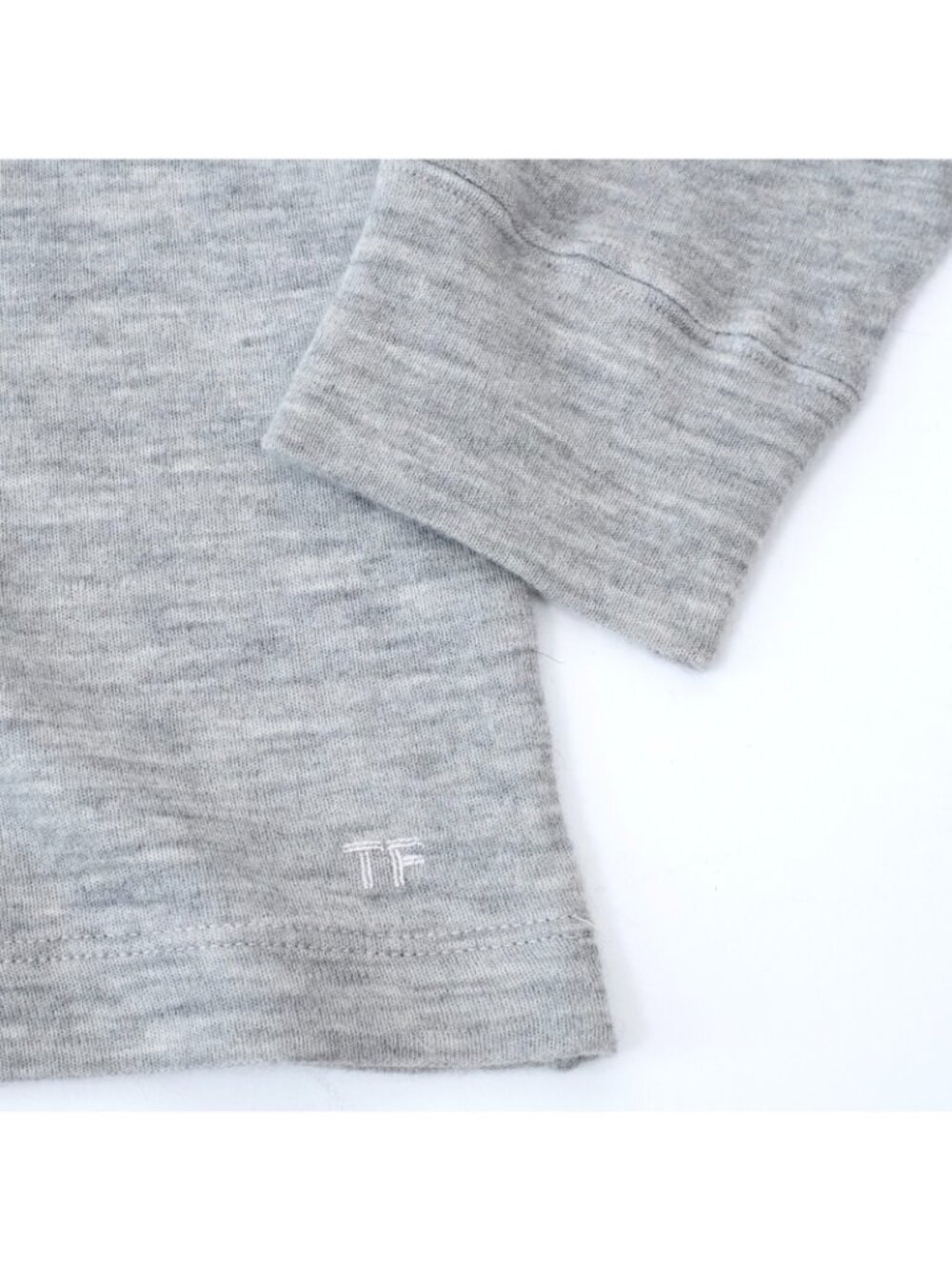 TOM FORD 56 US 46 sweater T shirt 100% cashmere long sleeves gray TF logo - Picture 3 of 7